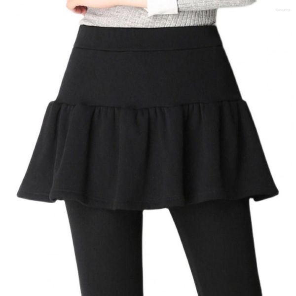 Calções ativos calças femininas engrossadas culottes térmicas coxa leggings feminino fino ajuste saia plissada calças com cintura alta elasticidade