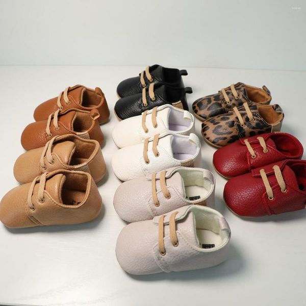 Erste Wanderer Babyschuhe Retro Leder Junge Mädchen Mehrfarbig Kleinkind Gummisohle Rutschfeste Kleinkinder Mokassins Kinder