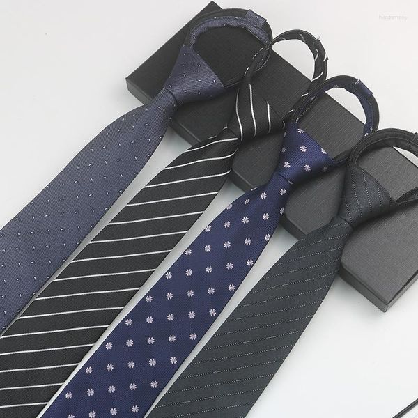 Laços de alta qualidade clássico listrado flor ponto fio de nylon preguiçoso gravata com zíper para homem negócios casamento casual gravata presentes