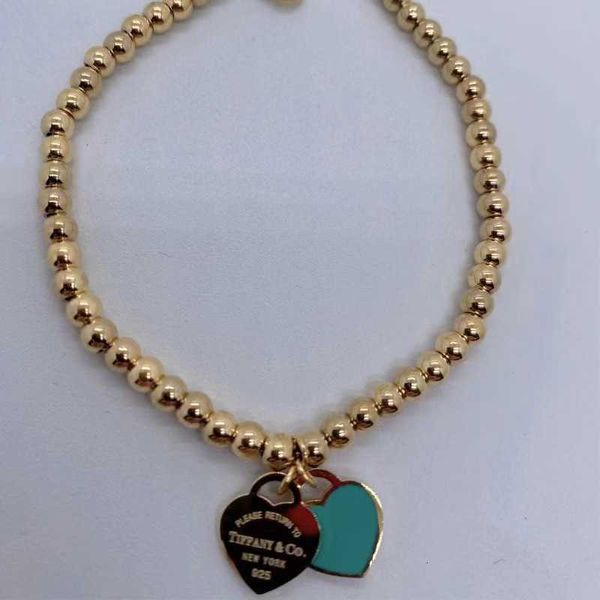 Fashion T Jewelry Women Bracciale in perline inossidabile per sempre Love Pink Blue Heart Charms Braccialetti pulsera H1115SK7O