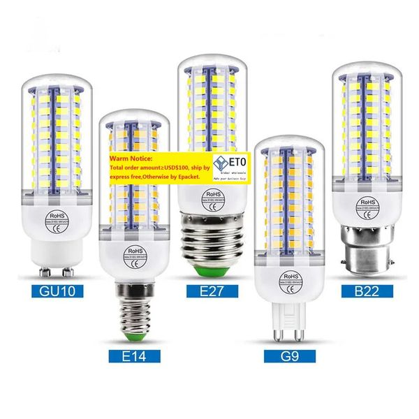 Lâmpadas LED Lâmpada de milho E27 E14 B22 GU10 GU9 SMD5730 56 69 72 Iluminação doméstica Substitua o pavio 200pcs LL