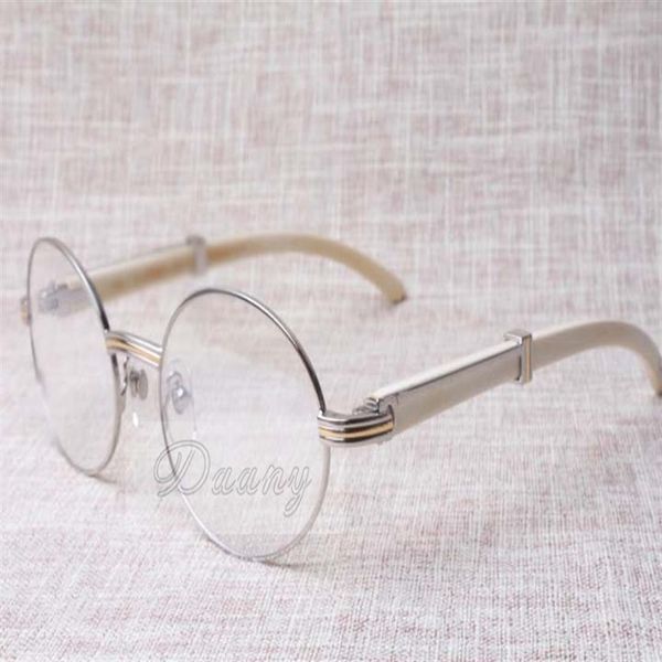 2017 nuovi occhiali rotondi retrò 7550178 occhiali da vista corno bianco uomo e donna montatura per occhiali misura 55-22-135mm194D