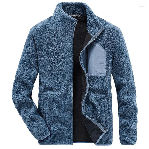 Jaquetas masculinas inverno homens cor sólida zíper fofo casaco de lã pele urso quente coreano baggy moletom masculino jaqueta putwear roupas masculinas