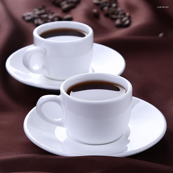 Tasses Soucoupes 70 ml Petite Capacité Blanc Pur Tasse À Café Et Soucoupe Ensemble Italien ESPRESSO S Bistro Tasse Tazas Para Espressotasse Kopjes