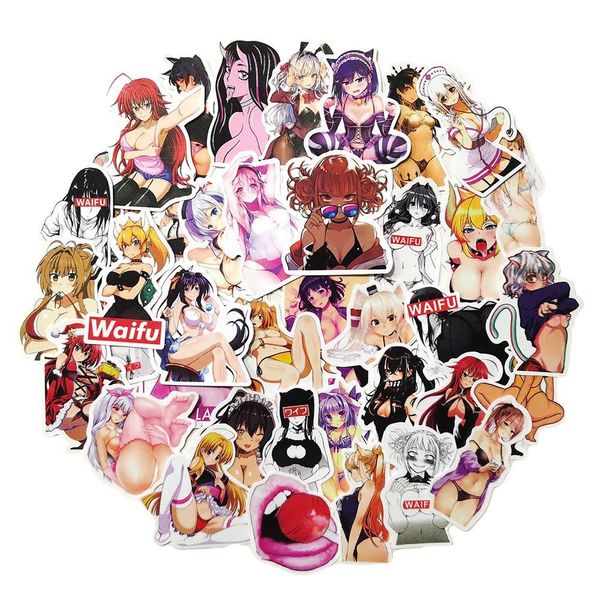 Adesivos de carro Adesivo à prova d'água 50/100pcs Anime Waifu Y Girl Pinup Bunny Hentai Decalques de vinil para bagagem Laptop Cup Adulto Otaku Graffi Dhgka