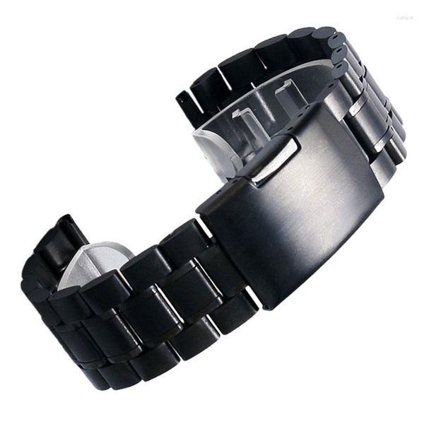 Uhrenarmbänder, schwarzes Herren-Edelstahlband, Metallarmbänder für Herren-Armbanduhren, Ersatz-Armband mit 2 Federstegen