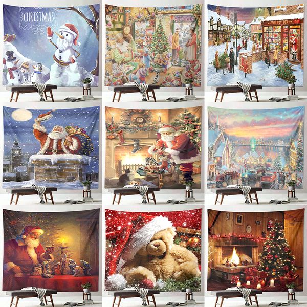 Arazzi Babbo Natale Decorazione natalizia Stampa modello Arazzo Casa Soggiorno Camera da letto Decorazione murale Sfondo Arazzo in tessuto 230926