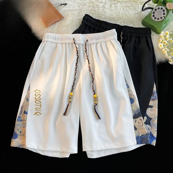 Männer Shorts Sommer Bär Gestickte Jugend Casual Lose Sport Fitness Große Größe Strand Fünf-punkt Hosen Männer Unten männlichen Sportswear