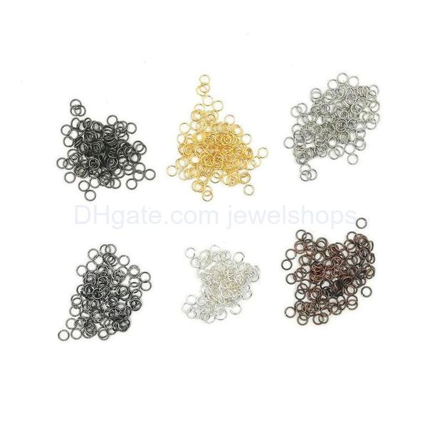 Anéis de salto divididos 500 peças cobre 4mm/5mm aberto ouro/preto/prata/bronze conectores de cores para joias dyi fazendo entrega de gota findin dh7w1