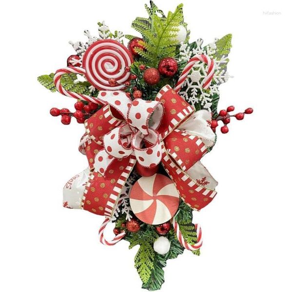 Flores decorativas grinalda de natal natal lágrima folhas verdes parede pendurado decorações da porta para fio externo