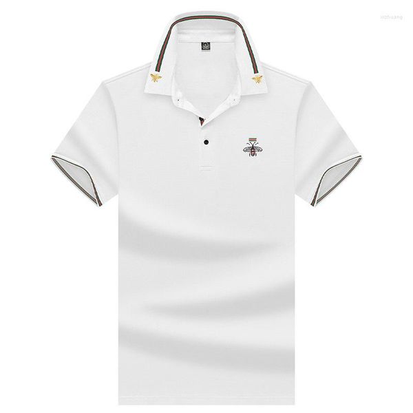 Polo da uomo Polo T-shirt Estate Ricamo Cotone Tinta unita Manica corta Moda Traspirante Aderente Business