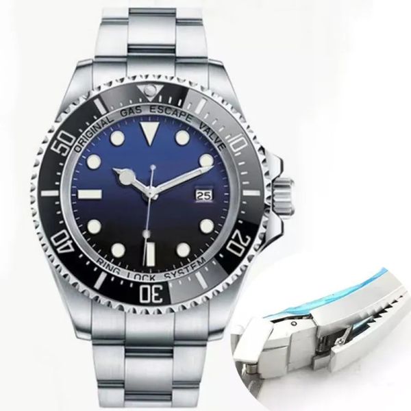 Herrenuhren, 44 mm tiefe Keramiklünette, Sea-Dweller, Hardlex-Edelstahl, Glide-Lock, solide Schließe, automatische mechanische Herren-Luxus-Meisteruhr-Armbanduhren