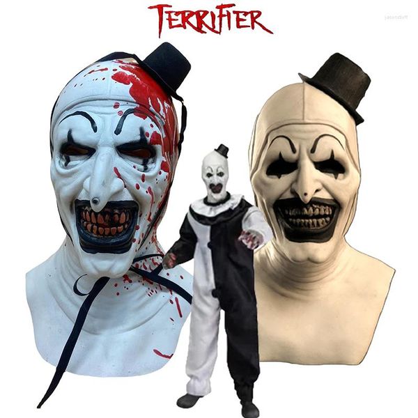 Tute da uomo Terrifier 2 Art The Clown Maschera Cosplay Maschere cinematografiche Oggetti di scena di carnevale di Halloween per uomini e donne