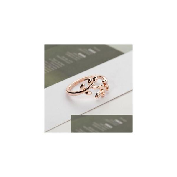 Bandringe Mode Zweig Lorbeerblatt Ring für Frauen Mädchen Luxus Vintage Golden Sier Schmuck Zubehör 2021 Drop Lieferung Dhbpj