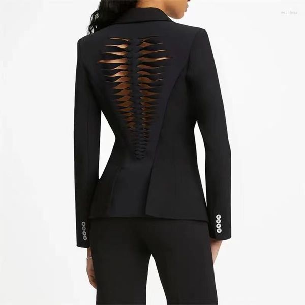 Frauen Anzüge Blazer 2023 Herbst In Koreanische Mode Slim Fit Anzug Mantel 3D Cut Ausgehöhlte Jacke Lange Ärmeln Top