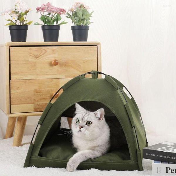 Porta-gatos Almofadas removíveis para cama de barraca para animais de estimação Respirável Soft Tenda Lavável Poliéster Casa para gatos interna