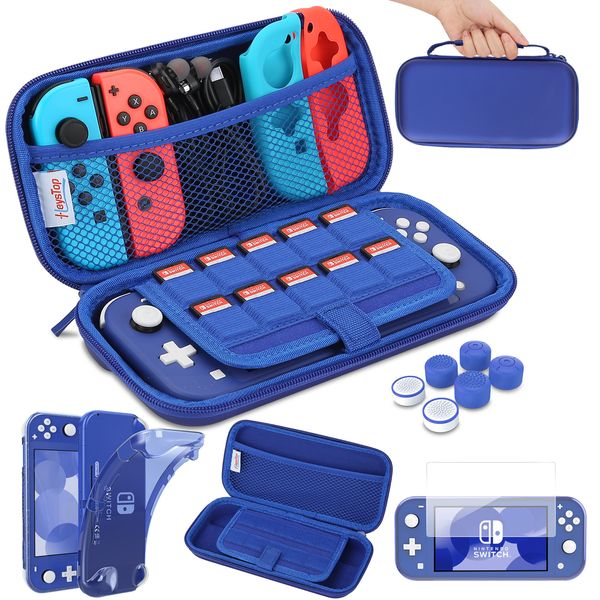 Outros acessórios HEYSTOP Compatível com Switch Lite Maleta de transporte Switch Lite Case com capa protetora de TPU macio Cartão de jogos 6 tampas de aperto de polegar 230925