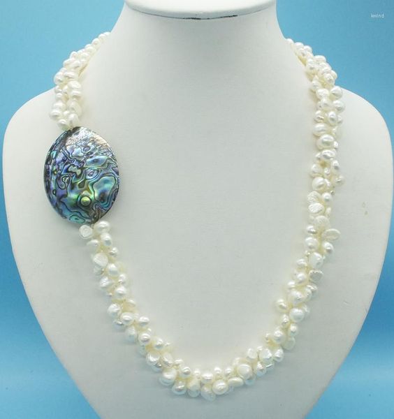 Girocollo Collana di perle barocche bianche naturali e conchiglia di abalone PREZZO SUPER BASSO Regalo per donne 23 