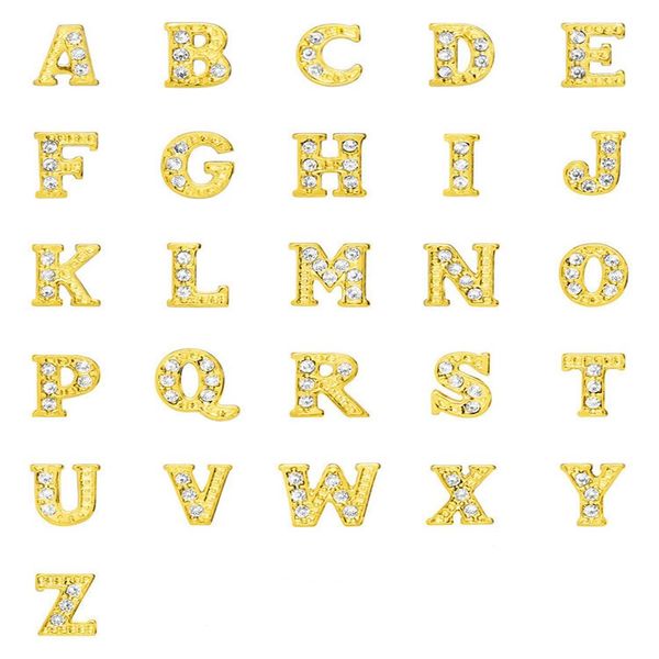 Strass Oro Argento Placcato Lettere dell'alfabeto A-Z Lega di Fascini Galleggianti Adatto per Medaglione di Vetro Gioielli Fai da Te 20 Pezzi287S