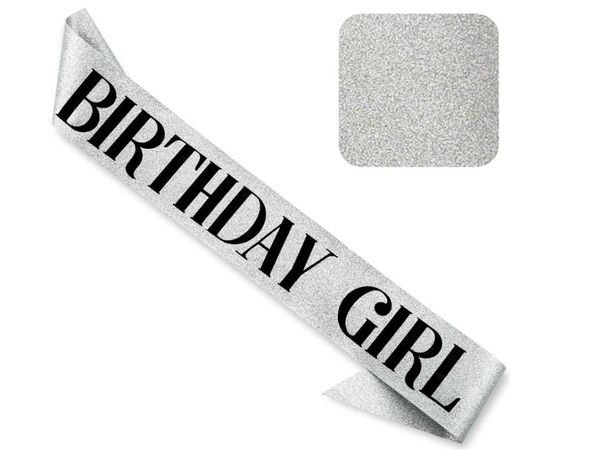 Doğum Günü Kraliçesi Kız Glitter Sash Sparkly Folyo Gümüş Altın tatlı 16. 18th 21. 25th 30th 40th 50th Bday Parti Dekorasyonları