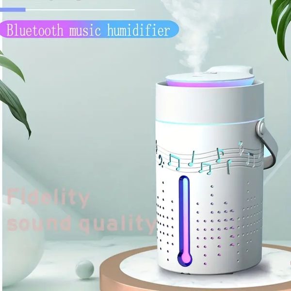 Umidificador Cool Mist de 33,81 onças com alto-falante Bluetooth. Fonte de alimentação USB para casa, escritório ou difusor de óleo essencial de ioga - vários efeitos de luz que mudam de cor