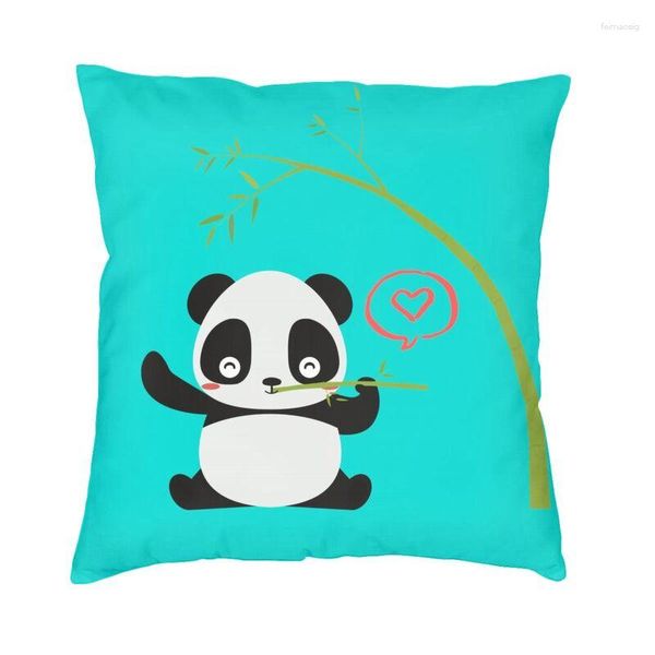 Travesseiro te ama bambu panda capa 45x45cm decoração 3d impressão animal dos desenhos animados lance caso para sofá lado duplo