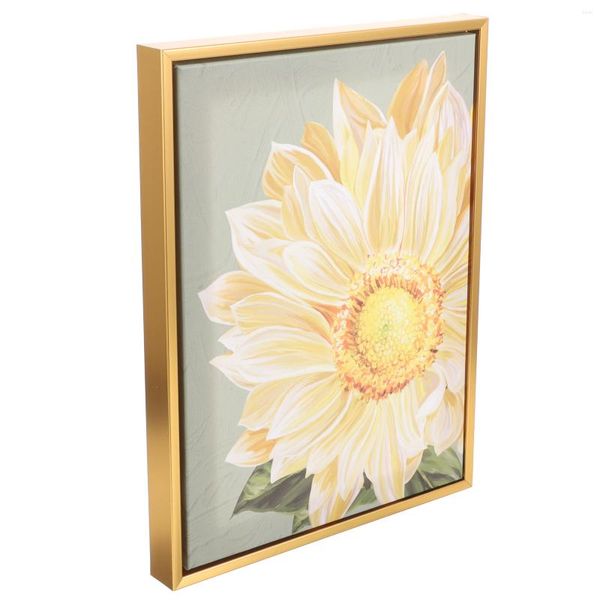 Papéis de parede flor parede girassol lona imagem ornamento creme pintura decorativa/pendurado amarelo cinza fotos girassóis