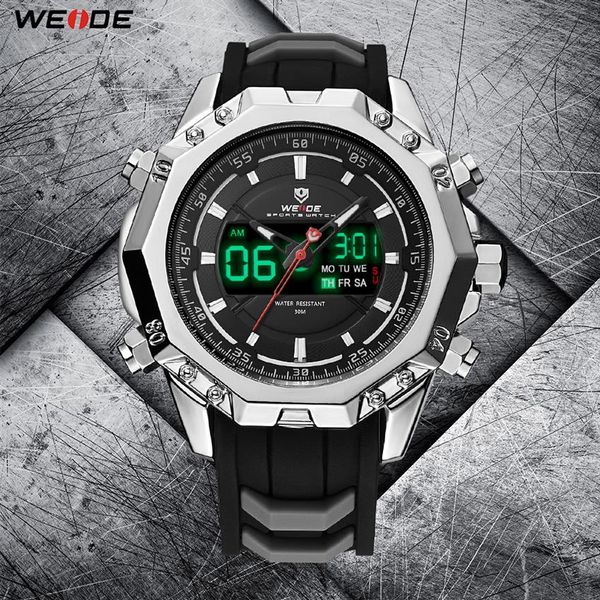 WEIDE Military Quarz Digital Auto Datum Männer Sport Uhr Uhr Silikon Armband Armbanduhr Relogio Masculino Montres Hommes Relojes334D