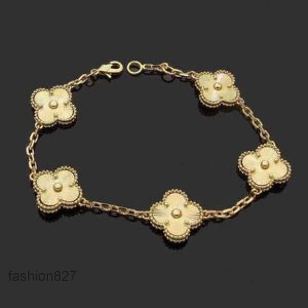 Роскошный дизайнерский браслет-цепочка с четырьмя листьями Cleef Clover, женская мода, браслеты из золота 18 карат, ювелирные изделия U6 16xw9 14