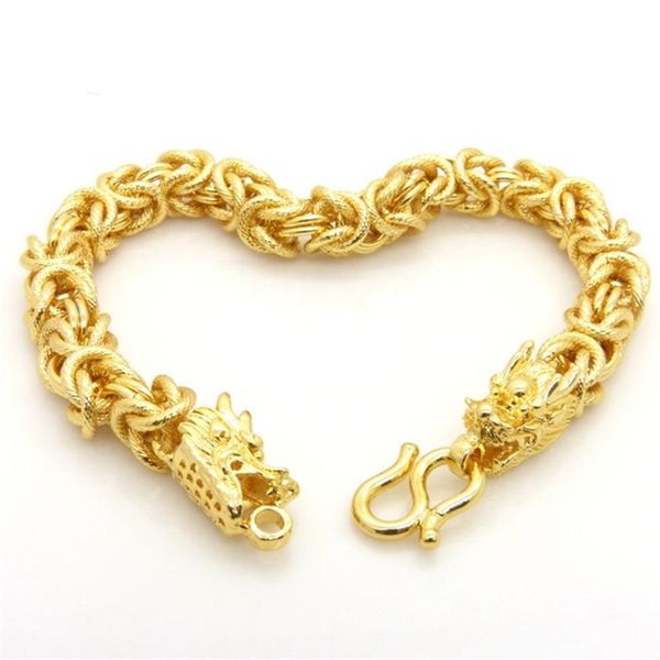 Herrenarmband mit Drachenkopfmuster, massiv, 18 Karat Gold gefüllt, dicke, schwere Handgelenkkette, Hip-Hop-Stil, hübscher Herrenschmuck, 20,3 cm, 15,2 cm, 91530