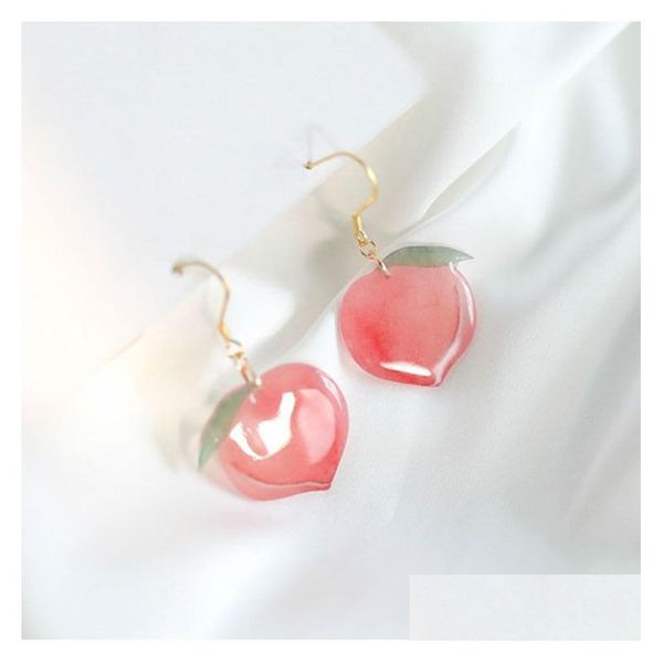 Baumeln Kronleuchter 2021 Sommer Koreanische Acryl Trendy Rosa Pfirsich Ohrringe Für Frauen Mädchen Nette Süße Schmuck Geschenk Mode Obst Tropfen del Dh5Oj