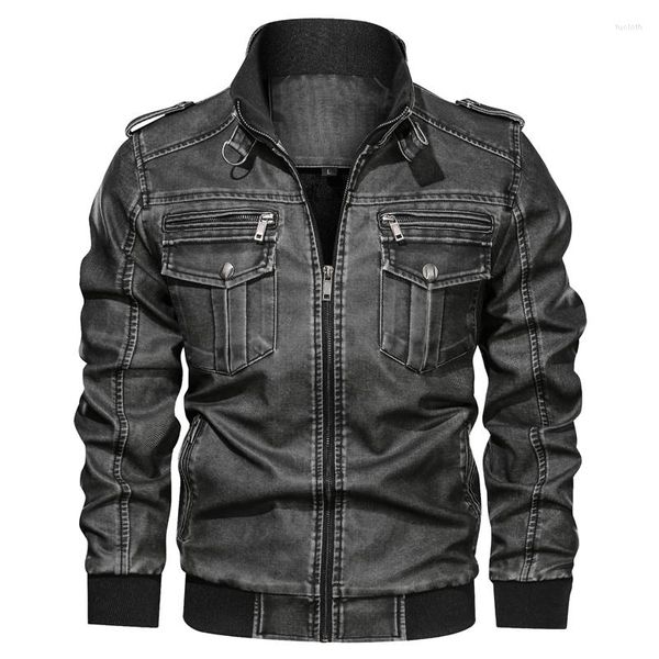 Männer Pelz Herren Leder Jacke Winter Mantel Street Fashion Casual Wear Drsigned Große Zipper Tasche Motorrad Jacken Für Männer