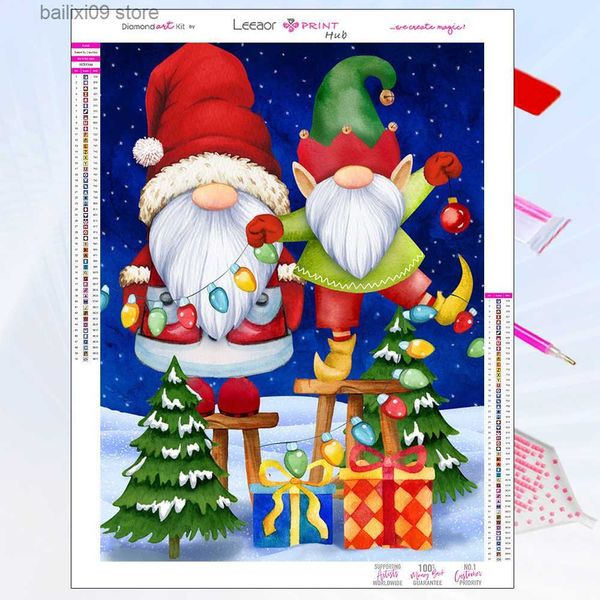 Resimler Noel elmas boya karikatür yaşlı adam beyaz sakal tam rhinestone mozaik nakış çapraz dikiş kiti ev dekor hediyeleri T230926