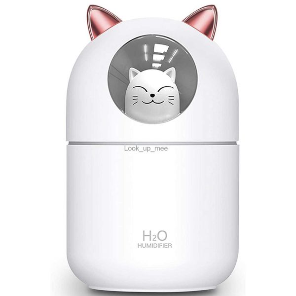 Hemerileştiriciler sevimli kedi serin sis nemlendirici ev kedi gecesi ışığı, bebek odası için esansiyel saf hava kolay temiz sessiz çalışma beyaz yq230926