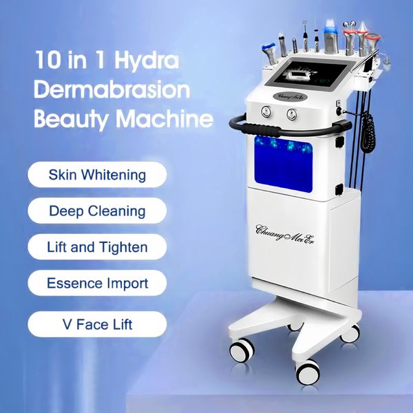 Neuestes 10-in-1-Aqua-Peeling-Tiefenreinigungs-Hautaufhellungs-Hautpflegesystem, HF-Ultraschall-Aqua-Peeling-Hydra-System zum Entfernen von Falten und Gesichtsgerät.