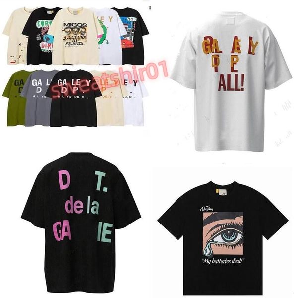 Galeriler Tee Parts Tişörtler Tasarlama Tasarımcı Erkekler Kadın Yaz Moda Mektubu Baskı Pamuklar Gevşek Üstler Sıradan Luxurys Street Kısa Kol Giysileri Boyutu S-XL 1Q