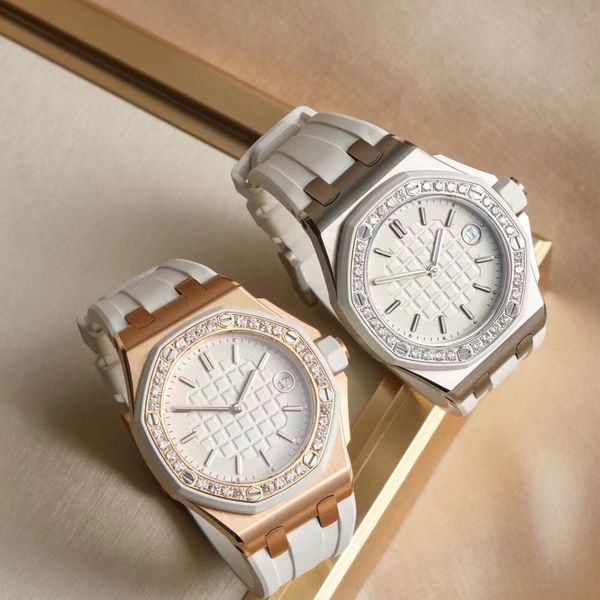 Top mais vendidos clássico super relógio fábrica senhoras relógio de luxo designer 37mm relógios movimento quartzo pulseira borracha relógio pulso