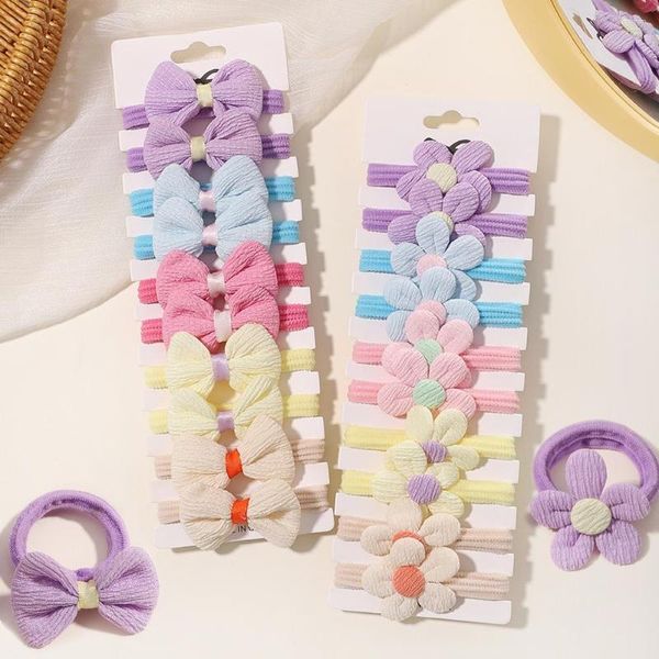 Accessori per capelli 10/20 pezzi Fasce elastiche per fiocchi per bambini Fasce per donna Ragazze Fiore Cravatte Trecce in nylon Corda in gomma Scrunchies