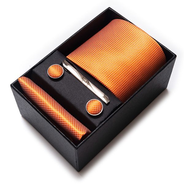 Arco laços marca atacado mix cores seda gravata bolso quadrados cufflink set gravata caixa laranja terno acessórios homens floral fit festa formal 230922