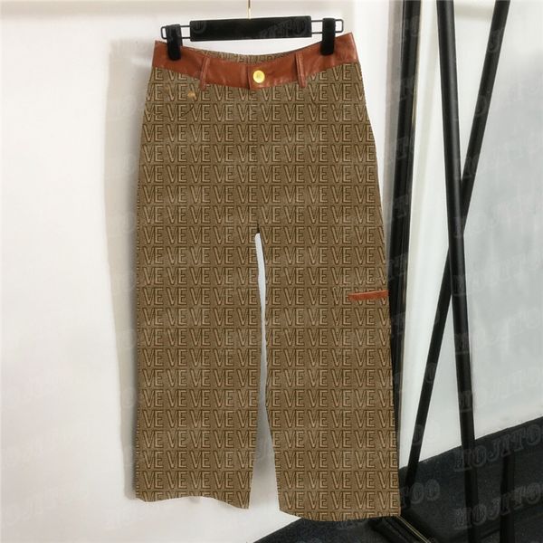 Pantaloni jacquard con lettera da donna Pantaloni classici da donna con pantaloni a gamba larga a vita alta