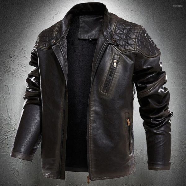 Männer Pelz Leder Jacke Marke Herbst Frühling Casual Zipper Motorrad Schlanke Herren Jacken Asien Größe