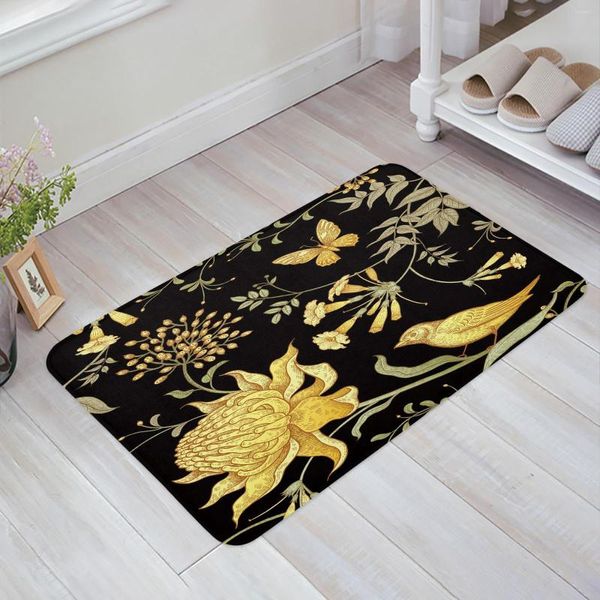 Tapetes Golden Azaléia Pássaro Borboleta Quarto Tapete Tapete Casa Entrada Capacho Cozinha Porta do Banheiro Decoração Tapete Anti-Slip Pé Tapete