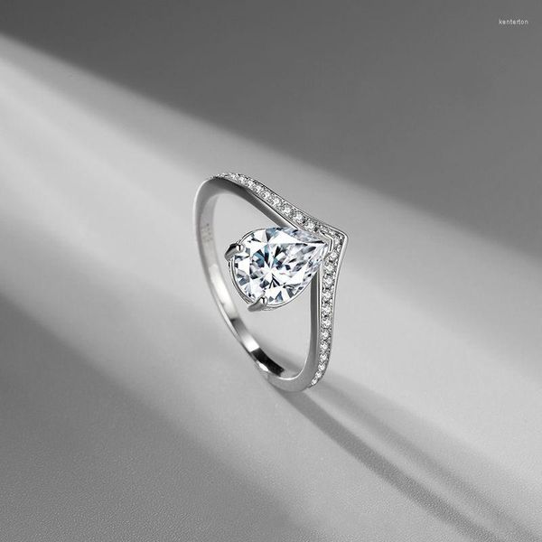 Обручальные кольца 2023 Net Red Ins Trend Стерлинговое серебро Цвет Платиновое кольцо в форме сердца Корейский стиль Студенческие простые женские украшения