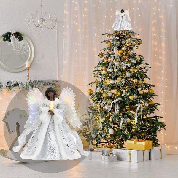 Decorazioni natalizie Decorazione Albero Top Ornamento Angelo Fata Topper Ciondolo