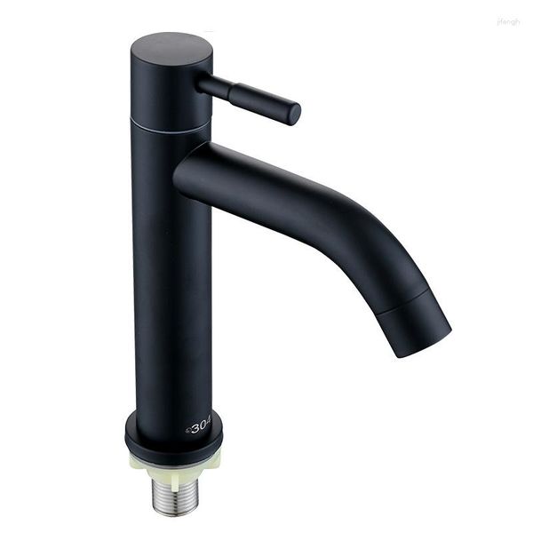 Rubinetti per lavabo da bagno Lavabo in acciaio inossidabile 304 nero Rubinetto singolo per lavabo freddo Elettrolitico