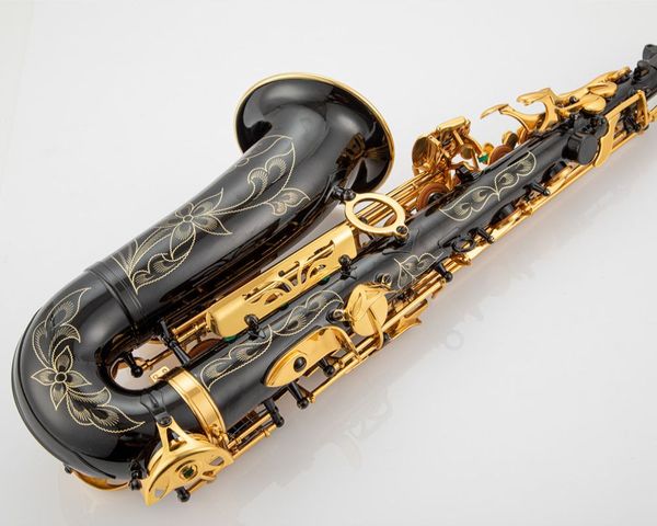 Aisiweier Sassofono contralto Mib Nuovo arrivo Ottone laccato nero e oro Strumento musicale Sax bemolle con custodia Accessori