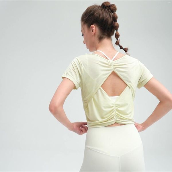 Aktive Shirts Atmungsaktive Hohlrücken Kurzarm Laufen Yoga Kleid Großhandel Sport Top Frauen Sommer