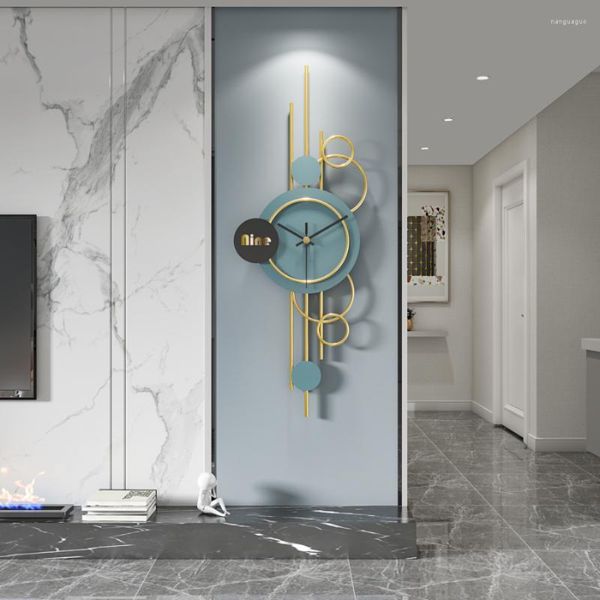 Настенные часы Декор для гостиной Искусство Золотой Синий Уникальный Большой Роскошный Современный Дизайн Бесшумная Эстетика Reloj De Pared Home