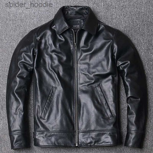 Erkekler Down Parkas 2024 Yeni Siyah Yumuşak Cowhide Ceket Erkekler Orijinal Deri Ceket Baba Boy Boy Boyu Erkek Giysileri S-5XL L230926