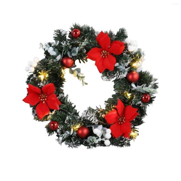 Dekorative Blumen 1PCS Roter Weihnachtskranz für Haustür Gold Fenster Wanddekorationen 2023 Girlande Ornament Guirnalda Navidad